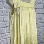 Vintage Shadowline Nylon Nightgown Yellow Sleeveless Size S Midi Floral Cottage Photo 2
