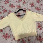 3.1 Phillip Lim  Short Sleeve Cropped Sweatshirt V-Neck Cotton Wool Large Photo 6