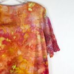 Loft  Size Small Top Blouse Tie Dye Sunset Sensations‎ Orange Yellow Pink 787 Photo 5