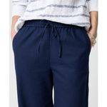 J.Crew NEW Linen Blend Slim Wide Leg Drawstring Pant Pockets Relaxed Navy US 6 Photo 1