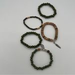 Handmade wooden beads stretch bracelets Set of 5, NEW! Photo 2