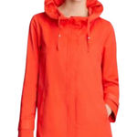 Eileen Fisher  Cotton Nylon Hooded Jacket Red Womens Size Small Rain Anorak Photo 0