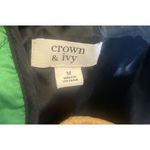 Crown & Ivy  Quilted Green And‎ Blue   Zipper Up Vest 2 Pockets Gold Accents Sz M Photo 4