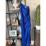 Liv Foster Charmeuse One Shoulder Satin Evening Gown Blue Womens Size 2 Photo 2