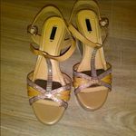 Alex Marie  tan sequined sparkly wedges Photo 7