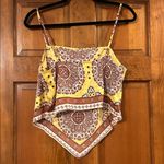 Rachel Zoe Yellow & Brown Paisley Crop Tank, Medium Photo 4