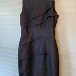 Calvin Klein Charcoal Black Denim Asymmetrical Ruffle Dress Photo 2