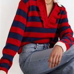 Philosophy di Lorenzo Serafina Navy/Red Stripe Ruffle Sweater size 6 $530 Red Photo 0
