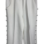 Joh Women's White Wide Leg Pants Pearl Button Trim Pockets Elastic Waist Size L Size L Photo 0