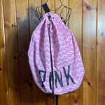 PINK - Victoria's Secret  duffle laundry bag beach bag large cinched top chevron Photo 5
