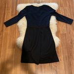 Loft Dark Blue/Black Women’s Long Sleeve Midi Dress Striped Upper EUC Sz 2P Photo 4