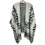 Roffe Leopard Print Ivory Black Soft Fuzzy Knit Shrug Open Front One Size Size undefined Photo 1