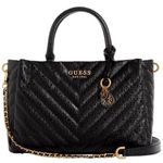 Guess Jania Society Quilted Medium Satchel Crossbody Black Logo Embossed NEW Photo 0