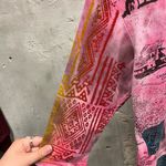 Gilma Vintage Y2K Western Map Skull Aztec Pink Tie Dye Top USA Made Large L Photo 1