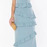 Show Me Your Mumu  Greta Midi Dress Silver Sage Stretch Crepe Blue XS Photo 0