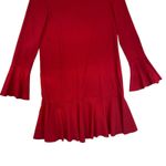 Theory Red Long Sleeve Bell Sleeve Flounce Hem Ruffles Aesthetic Chic Dress Sz 2 Photo 4