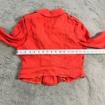 Free People  Moto‎ Jacket Size 4 Red Linen Blend Asymmetrical Zip Cropped Y2K Photo 6