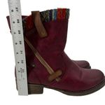 Rieker Red Leather Multicolored Wool Detail Lined Ankle Boots Size 43 11 Photo 1