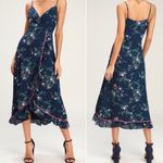 ValMarie Floral Navy Wrap Midi Dress Medium Photo 2