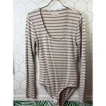 Madewell  Cream Striped Long Sleeve Bodysuit - Size - Medium Photo 5