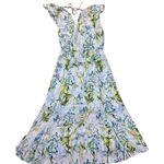 Adelyn Rae ruffle floral midi open back sky blue dress sz M Photo 7