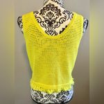 PINKO Yellow Crochet Fringe Tank Top Size M Photo 3