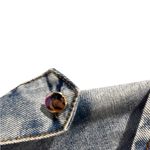 Pastels Clothing Multicolor Feather Blouse with Denim Details Small Red Photo 2