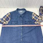 Country Store Cotton blend Denim Shirt with Plaid Sleeves Size 1X Blue Photo 3
