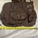 Brown Faux Leather Bag Top Handle Brass Hardware Y2K Style Photo 12