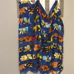 ZARA  Heather Blue Vibrant Floral Frayed Watercolor Scarf/Wrap- app 77” by 41” Photo 7