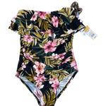 Target Strapless Swimming Suit One Piece Black Pink Floral Women’s Size Small Photo 0