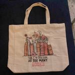 NWOT Book Lover Book Club Illustrated Floral Canvas Tote Bag Shopper Market Bag Pink Photo 1