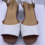 Lucky Brand zashti platform wedge sandals women Size 9 white/brown- New Photo 4