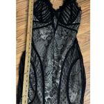 Bebe Women's Black Overlay Lace Cotton Sleeveless Short Bustier Dress Size Small Photo 12