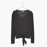 Madewell  Gray Modern Tie Front Sweater Size XL Grey Crew Neck Tie Long‎ Sleeve Photo 3