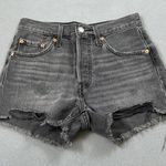 Levi's 501 Denim Shorts Womens W24 Grey Mid Rise Button Fly Distressed Raw Hem Gray Size 24 Photo 0