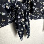 Social Angel Folk Floral Tie Front Bikini Top Black White 3X Women's Swimwear Photo 1