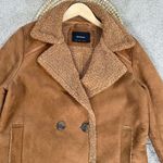 Stradivarius  Women’s Faux Suede Teddy Shearling Long Coat Jacket in Brown L Photo 1