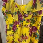 Xxi Floral Ruffle Mini Dress Yellow Purple Summer Party Dress Size L Photo 3