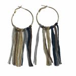 Boho Fringe Hoop Earrings Gold Neutral Colors Gold Photo 0