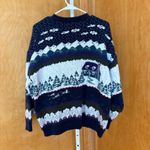Vintage Cabin House Tree Landscape Knit Button Up Cardigan Sweater L Blue Size L Photo 5