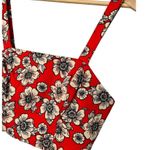 Forever 21 Floral Textured Crop Top Square Neck Wide Convertible Straps Red M Photo 3