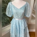 Vintage Lt Blue Lace Tiered Sweetheart Neckline Puff Sleeve Prom Formal Dress Size undefined Photo 3