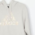 Adidas Womens Gold Trefoil Logo Hooded Sweatshirt Cream Athleisure Size M Cozy Photo 1
