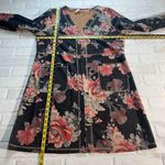 Solitaire Anthropologie Emilie Sueded Floral Kimono Jacket Women Large Gray Pink Photo 2