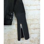 BLANK NYC Moto Jacket Womens XS Black Faux Suede Real Leather Cable Knit Mixed Photo 8