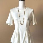 Rebecca Taylor  | White Mixed Media Peplum Top Sz M Photo 0