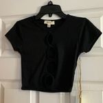 Paper + Tee Button Detail Cutout Front Crop Top Photo 0