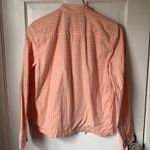 Jones New York  Gingham Peach Zip Front Windbreaker Cottagecore Rain Jacket Sz S Photo 3