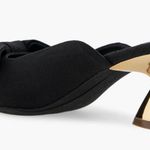 Aerosoles Juju Pointed Toe Mule Bow Gold Metallic Heel Black Fabric 11 Photo 1